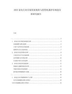 2025家電行業(yè)市場發(fā)展現(xiàn)狀與投資機(jī)遇評估規(guī)劃分析研究報告