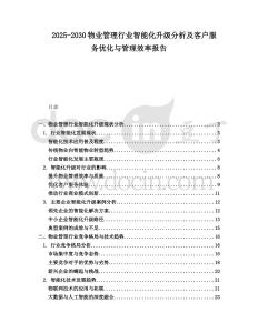2025-2030物業管理行業智能化升級分析及客戶服務優化與管理效率報告