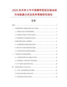 2025及未來(lái)5年中國(guó)攜帶型低壓接地線市場(chǎng)數(shù)據(jù)分析及競(jìng)爭(zhēng)策略研究報(bào)告