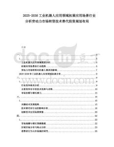 2025-2030工業機器人應用領域拓展應用場景行業分析勞動力市場轉型技術替代投資規劃布局