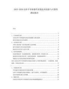 2025-2030功率半導體器件封裝技術創新與可靠性測試報告