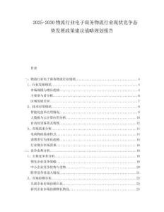 2025-2030物流行業(yè)電子商務(wù)物流行業(yè)現(xiàn)狀競爭態(tài)勢發(fā)展政策建議戰(zhàn)略規(guī)劃報告