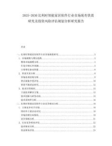 2025-2030比利時智能家居軟件行業市場現有供需研究及投資風險評估規劃分析研究報告