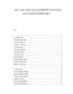 2025-2030中國風(fēng)力發(fā)電機用碳纖維行業(yè)市場發(fā)展分析及發(fā)展前景預(yù)測研究報告