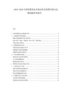 2025-2030中國母嬰用品市場分析及消費升級與品牌戰略研究報告