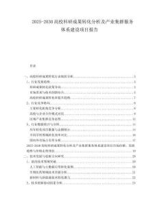 2025-2030高校科研成果轉化分析及產業集群服務體系建設項目報告