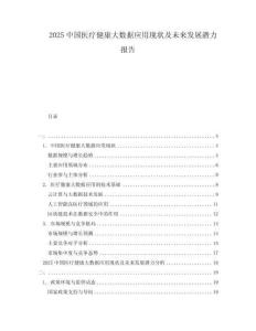 2025中國醫療健康大數據應用現狀及未來發展潛力報告