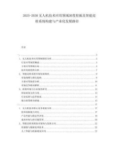 2025-2030無人機(jī)技術(shù)應(yīng)用領(lǐng)域深度挖掘及智能巡檢系統(tǒng)構(gòu)建與產(chǎn)業(yè)化發(fā)展路徑