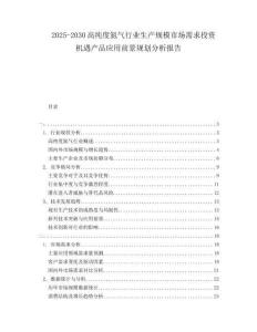 2025-2030高純度氮氣行業生產規模市場需求投資機遇產品應用前景規劃分析報告