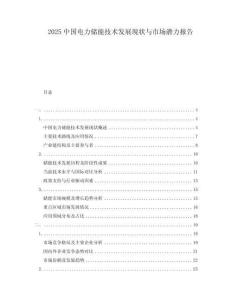 2025中國電力儲(chǔ)能技術(shù)發(fā)展現(xiàn)狀與市場(chǎng)潛力報(bào)告