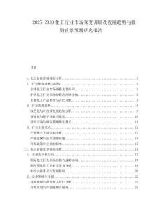 2025-2030化工行業市場深度調研及發展趨勢與投資前景預測研究報告
