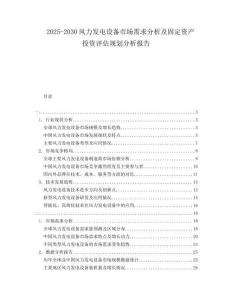 2025-2030風力發電設備市場需求分析及固定資產投資評估規劃分析報告