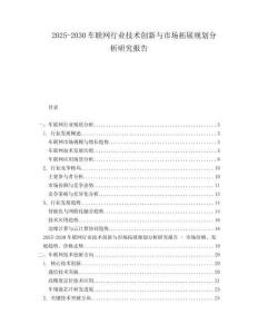 2025-2030車聯網行業技術創新與市場拓展規劃分析研究報告