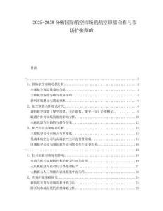 2025-2030分析國(guó)際航空市場(chǎng)的航空聯(lián)盟合作與市場(chǎng)擴(kuò)張策略