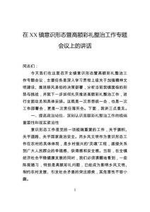 在鎮(zhèn)意識形態(tài)暨高額彩禮整治工作專題會議上的講話