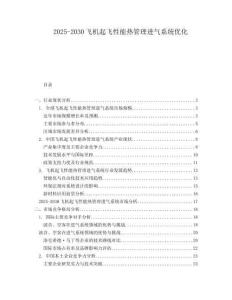 2025-2030飛機(jī)起飛性能熱管理進(jìn)氣系統(tǒng)優(yōu)化