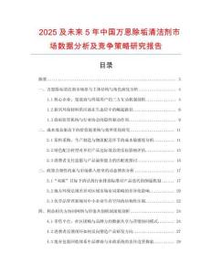 2025及未來(lái)5年中國(guó)萬(wàn)恩除垢清潔劑市場(chǎng)數(shù)據(jù)分析及競(jìng)爭(zhēng)策略研究報(bào)告