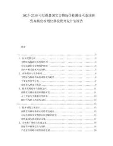 2025-2030司母戊鼎國寶文物防偽檢測技術(shù)系統(tǒng)研發(fā)高精度檢測儀器投資開發(fā)計劃報告