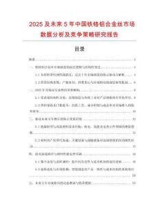 2025及未來(lái)5年中國(guó)鐵鉻鋁合金絲市場(chǎng)數(shù)據(jù)分析及競(jìng)爭(zhēng)策略研究報(bào)告