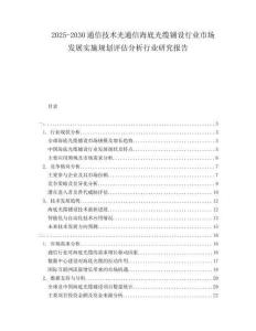 2025-2030通信技術(shù)光通信海底光纜鋪設(shè)行業(yè)市場(chǎng)發(fā)展實(shí)施規(guī)劃評(píng)估分析行業(yè)研究報(bào)告