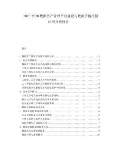 2025-2030數(shù)據(jù)資產(chǎn)管理平臺建設(shè)與數(shù)據(jù)價值挖掘應(yīng)用分析報告
