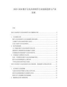 2025-2030數(shù)字文化內(nèi)容制作行業(yè)創(chuàng)新趨勢與產(chǎn)業(yè)發(fā)展