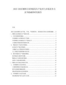 2025-2030鋼鐵行業(yè)智能化生產(chǎn)技術(shù)與市場(chǎng)競(jìng)爭(zhēng)力及節(jié)能減排研究報(bào)告