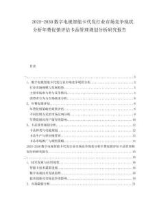 2025-2030數(shù)字電視智能卡代發(fā)行業(yè)市場競爭現(xiàn)狀分析年費促銷評估卡品管理規(guī)劃分析研究報告