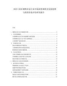 2025-2030鋼鐵冶金行業(yè)市場(chǎng)深度調(diào)研及發(fā)展趨勢(shì)與投資價(jià)值評(píng)估研究報(bào)告