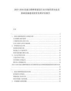 2025-2030高速公路橋梁建設行業(yè)市場供需動態(tài)及基礎設施建設投資發(fā)展評估報告