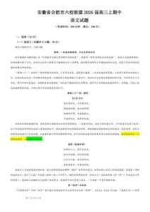 專題31 安徽省合肥市六校聯(lián)盟2026屆高三上期中語(yǔ)文試題（解析版）-2026年高考語(yǔ)文備考：各省市模擬試卷彩色批注解析寶鑒