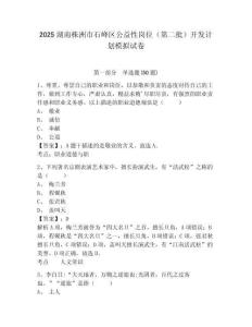 2025湖南株洲市石峰区公益性岗位（第二批）开发计划模拟试卷及完整答案详解1套