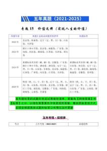 專題15 價值選擇（實現(xiàn)人生的價值）（全國通用）（解析版）