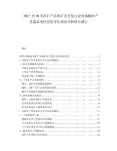2025-2030非洲礦產(chǎn)品和礦業(yè)開發(fā)行業(yè)市場現(xiàn)狀產(chǎn)量需求變化投資評估規(guī)劃分析研究報(bào)告