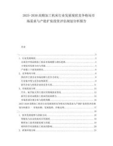 2025-2030高精加工機床行業(yè)發(fā)展現(xiàn)狀競爭格局市場需求與產(chǎn)能擴張投資評估規(guī)劃分析報告