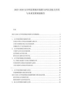 2025-2030太空科技領(lǐng)域市場潛力評估及航天應(yīng)用與未來發(fā)展規(guī)劃報告