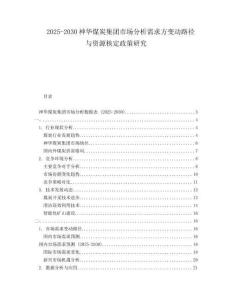 2025-2030神華煤炭集團(tuán)市場(chǎng)分析需求方變動(dòng)路徑與資源核定政策研究