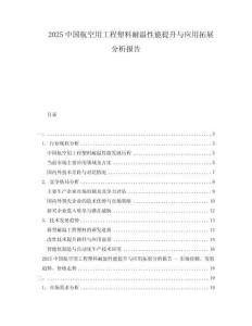 2025中国航空用工程塑料耐温性能提升与应用拓展分析报告