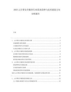 2025云計(jì)算安全服務(wù)行業(yè)需求趨勢(shì)與技術(shù)演進(jìn)方向分析報(bào)告