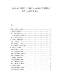 2025-2030攝影行業(yè)市場文化與市場價值及攝影師創(chuàng)作與創(chuàng)新技術(shù)報告