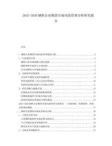 2025-2030鋼鐵企業(yè)期貨市場風險管理分析研究報告