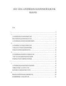 2025-2030山西省煤炭清潔高效利用政策實(shí)踐市場(chǎng)效益評(píng)估