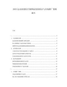 2025運(yùn)動(dòng)冰袋醫(yī)療級(jí)降溫效果驗(yàn)證與市場(chǎng)推廣策略報(bào)告