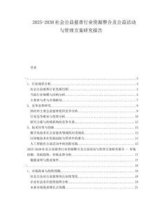 2025-2030社會公益慈善行業(yè)資源整合及公益活動與管理方案研究報告