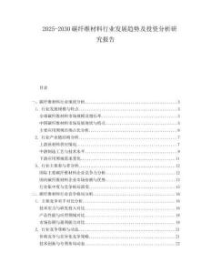 2025-2030碳纖維材料行業(yè)發(fā)展趨勢(shì)及投資分析研究報(bào)告