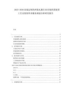 2025-2030高端定制的西裝禮服行業(yè)市場供需版型工藝及投資終身服務(wù)規(guī)劃分析研究報告