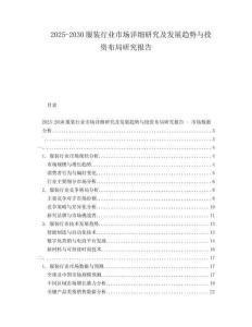 2025-2030服裝行業(yè)市場詳細(xì)研究及發(fā)展趨勢與投資布局研究報告