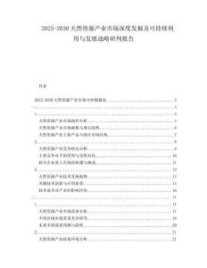 2025-2030天然資源產(chǎn)業(yè)市場(chǎng)深度發(fā)掘及可持續(xù)利用與發(fā)展戰(zhàn)略研判報(bào)告