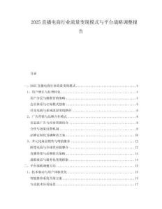 2025直播電商行業(yè)流量變現(xiàn)模式與平臺戰(zhàn)略調(diào)整報告