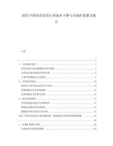 2025中國(guó)光伏發(fā)電行業(yè)成本下降與市場(chǎng)擴(kuò)張潛力報(bào)告